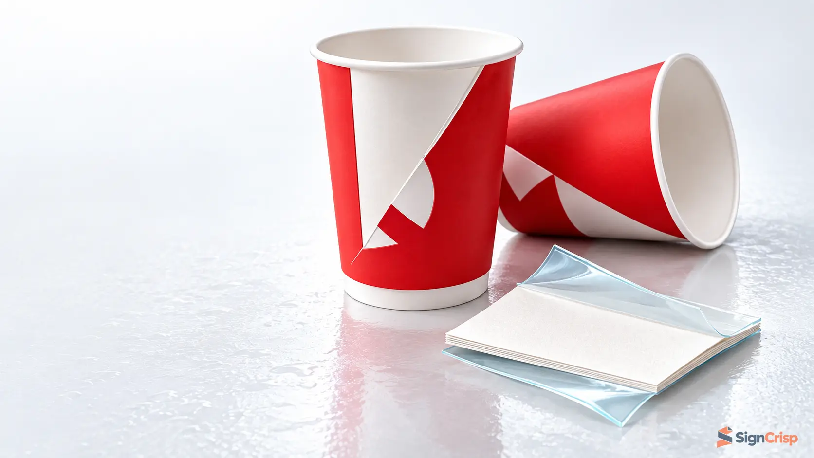 Custom double PE-coated paper cups with a two-sided PE cupstock sample.