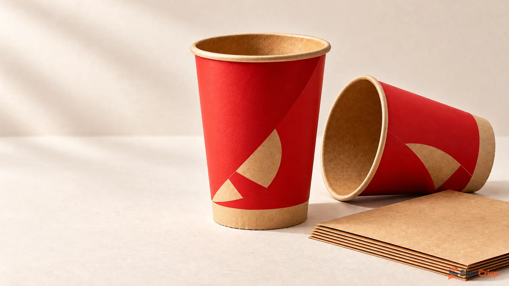 Custom kraft paper cups with a natural kraft cupstock sample.
