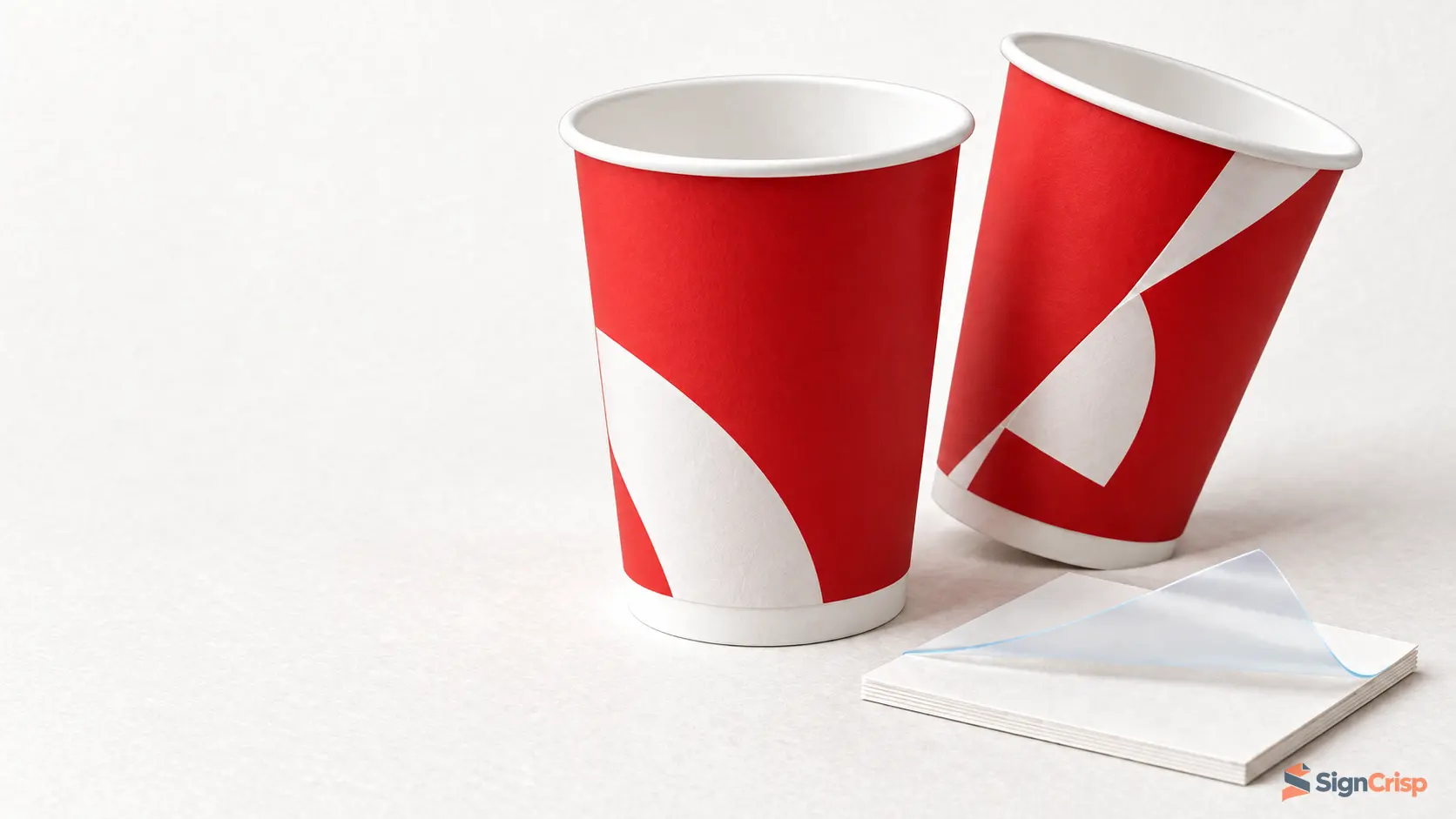 Custom single PE-coated paper cups with a white cupstock sample.
